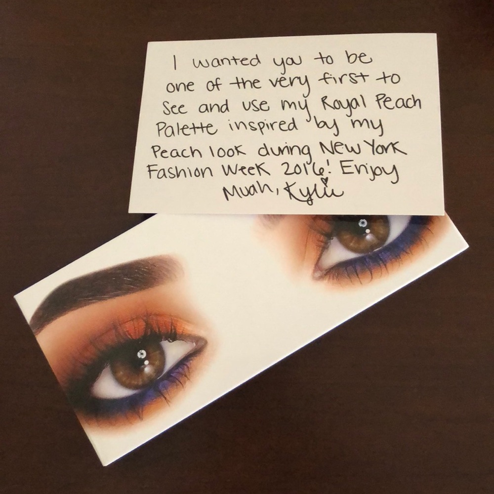 kylie peach palette with BOX AND LETTER